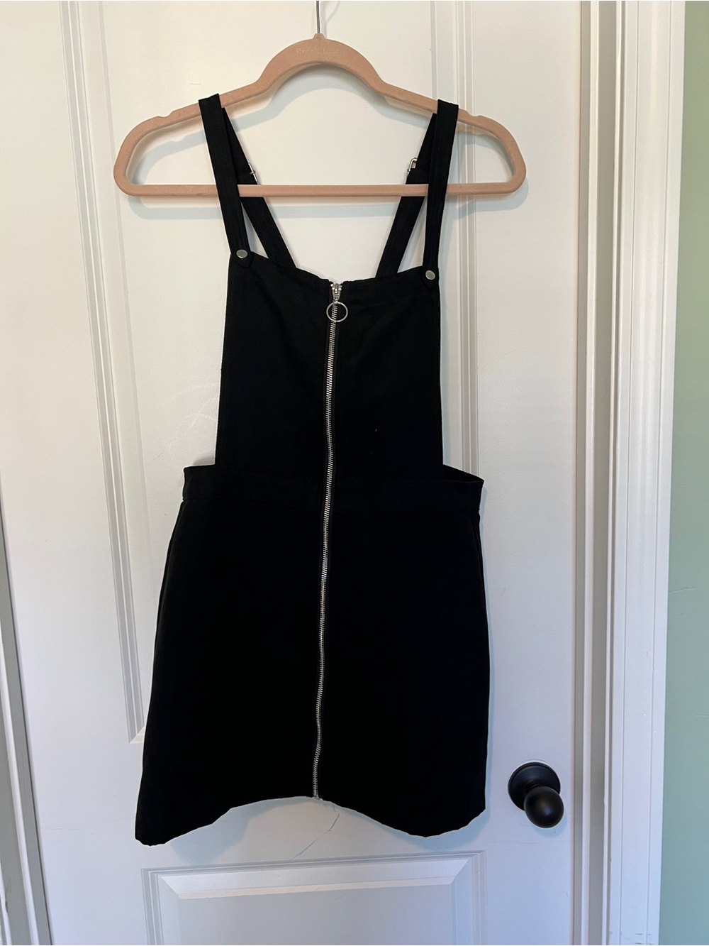 Divided Black Zip-Front Pinafore